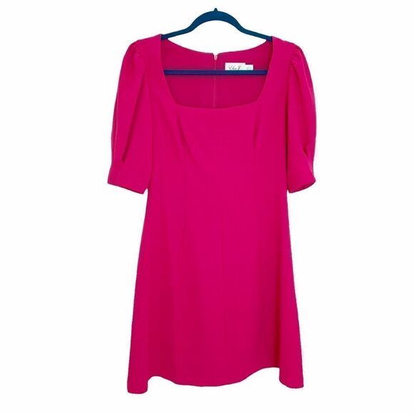 NWT Eliza J Fuschia Pouf Sleeve Dress - Picture 1 of 8